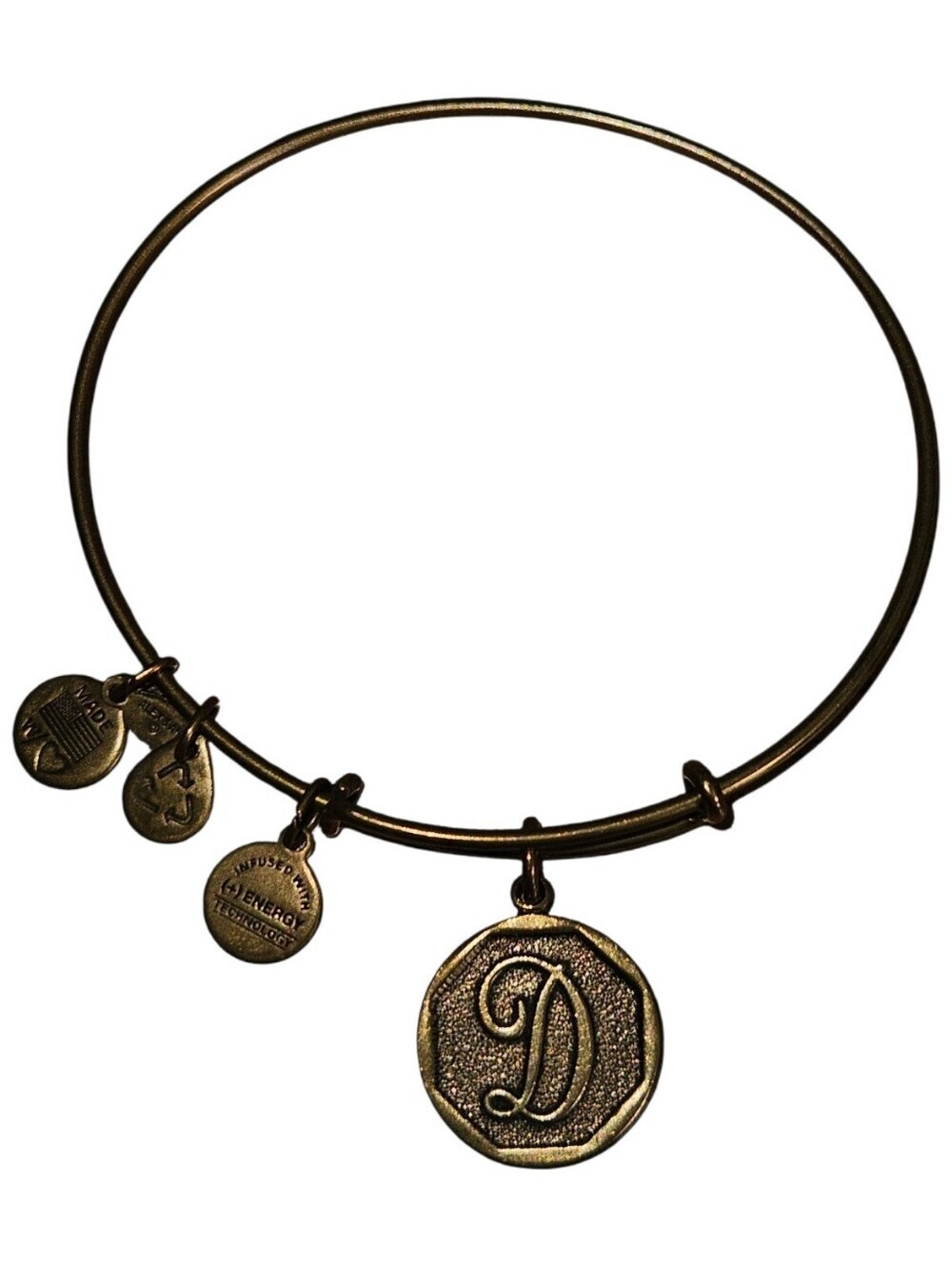 Alex & Ani Gold Initial D Charm Bangle Bracelet